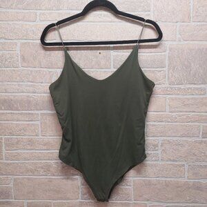 GAZE Dark Olive Green Spaghetti Strap Body Suit Size Medium